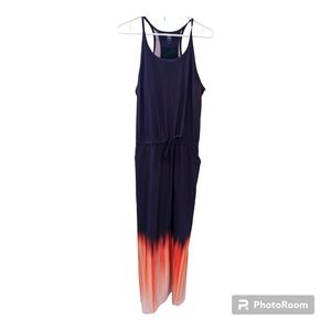 Title Nine Nimblene purple racerback ombre drawstring maxi pocket dress size L